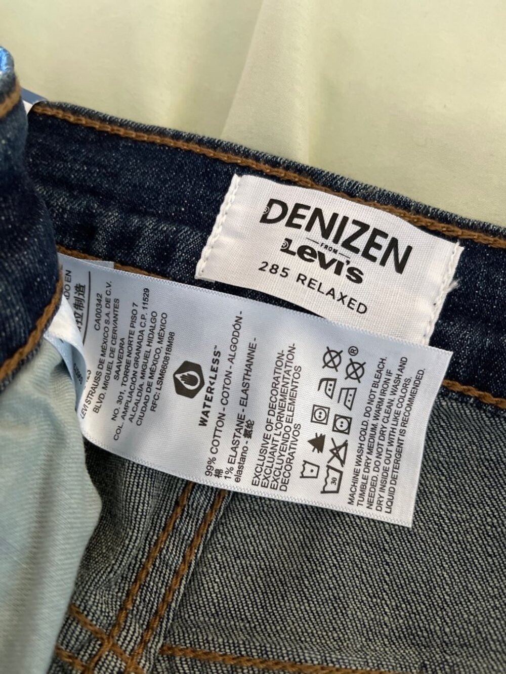 Denizen from Levi’s Dark Wash 285 Relaxed Fit Jeans 42X30 NWT - Picture 10 of 11